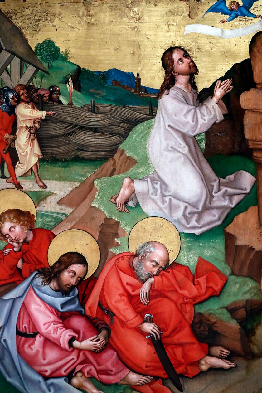 Jesus beder i Getsemane have efter den sidste nadver, mens disciplene sover af Martin Schongauer