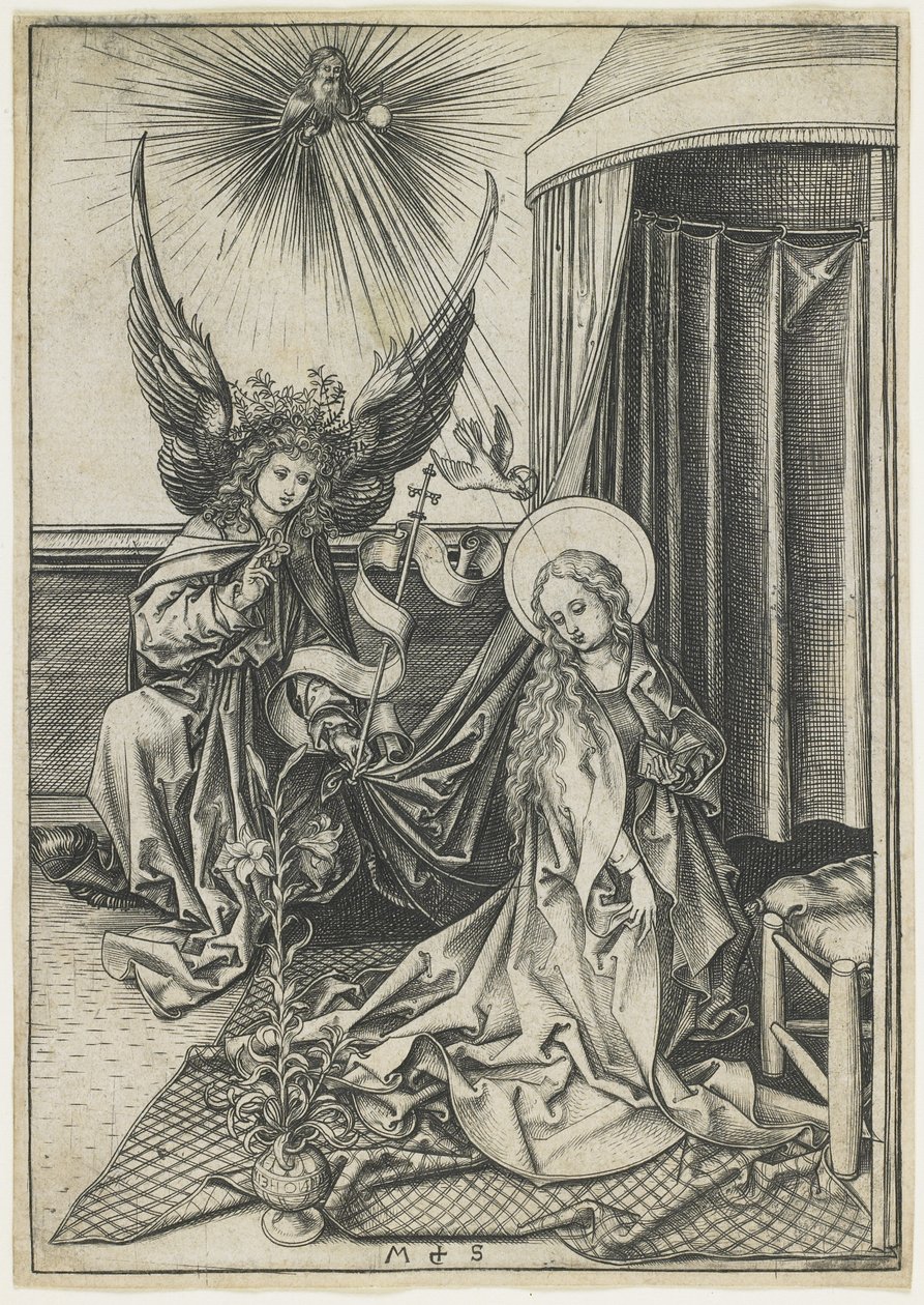 Bebudelsen, ca. 1480 af Martin Schongauer