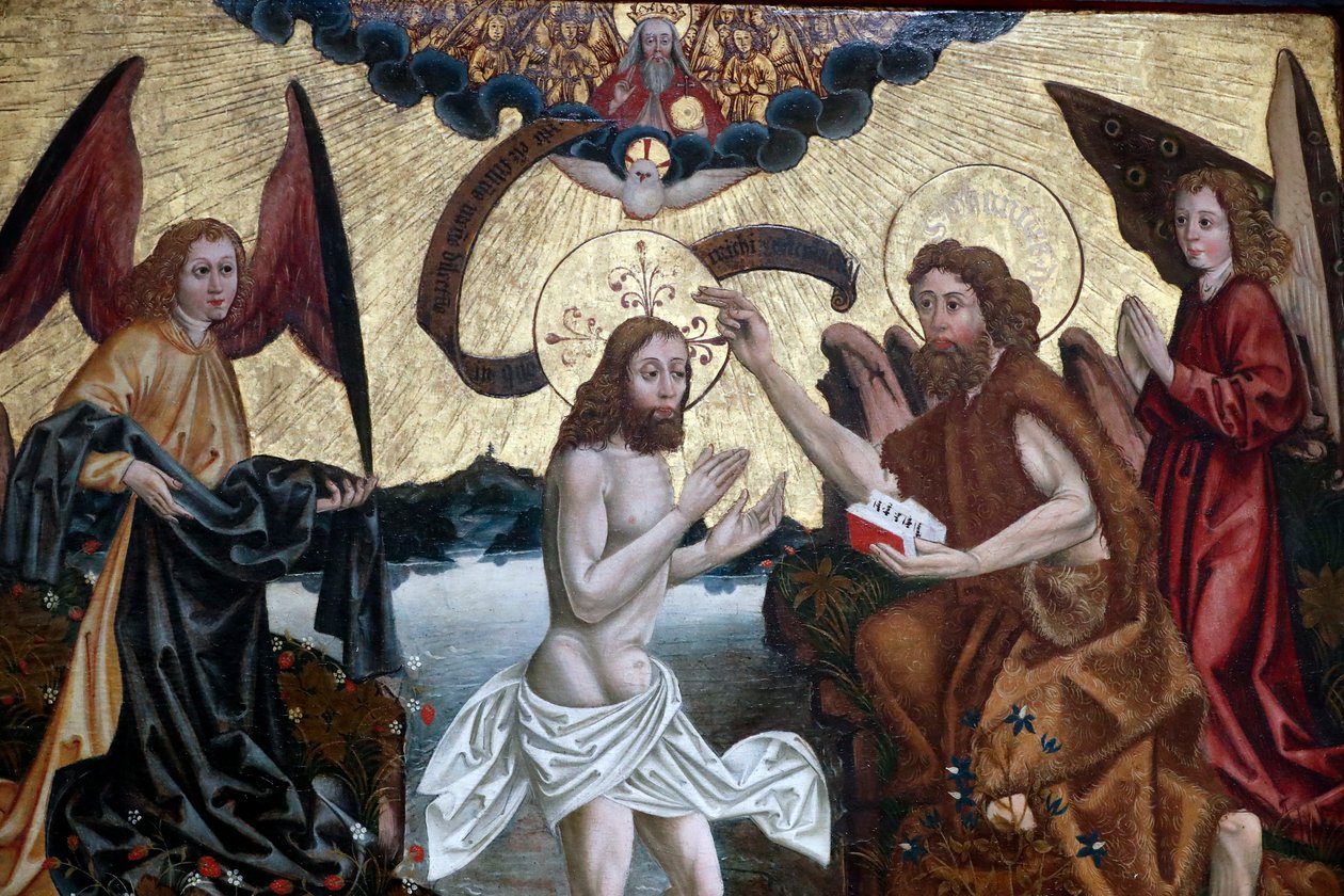 Jesu dåb af Johannes Døberen af Martin Schongauer