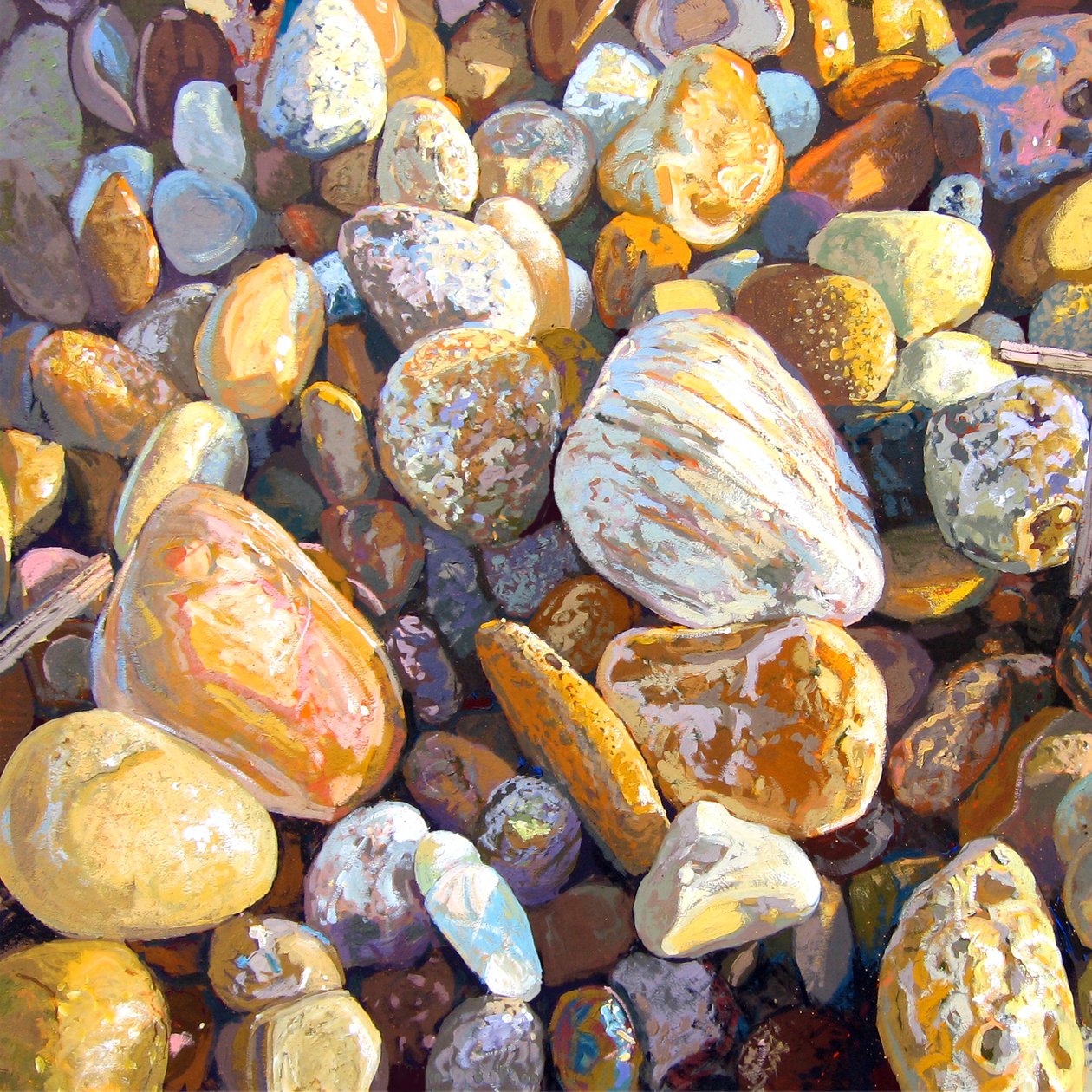 Beach Pebbles, 2007 (gouache ombord) af Martin Decent