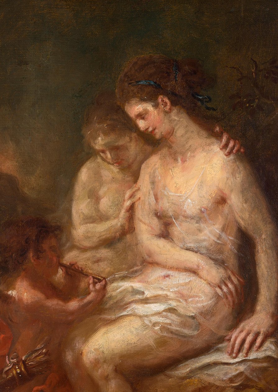 To nymfer med Amor af Martin Johann Schmidt
