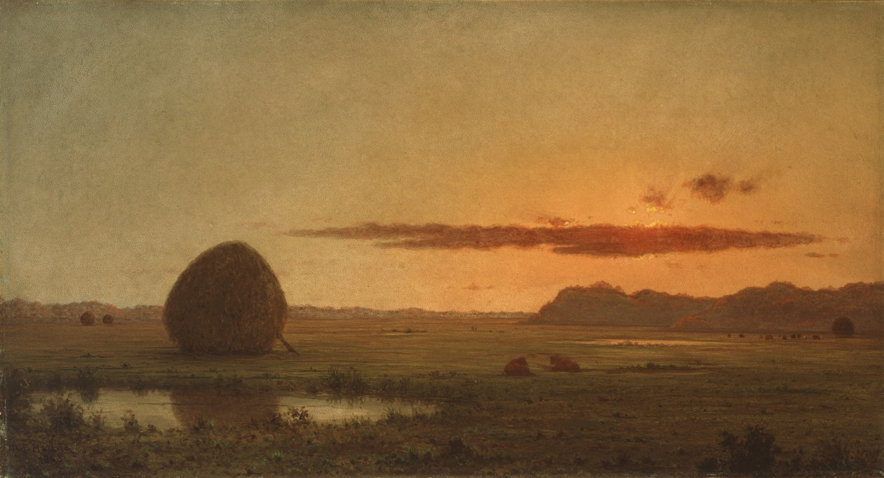 Solnedgang, Newburyport Meadows af Martin Johnson Heade