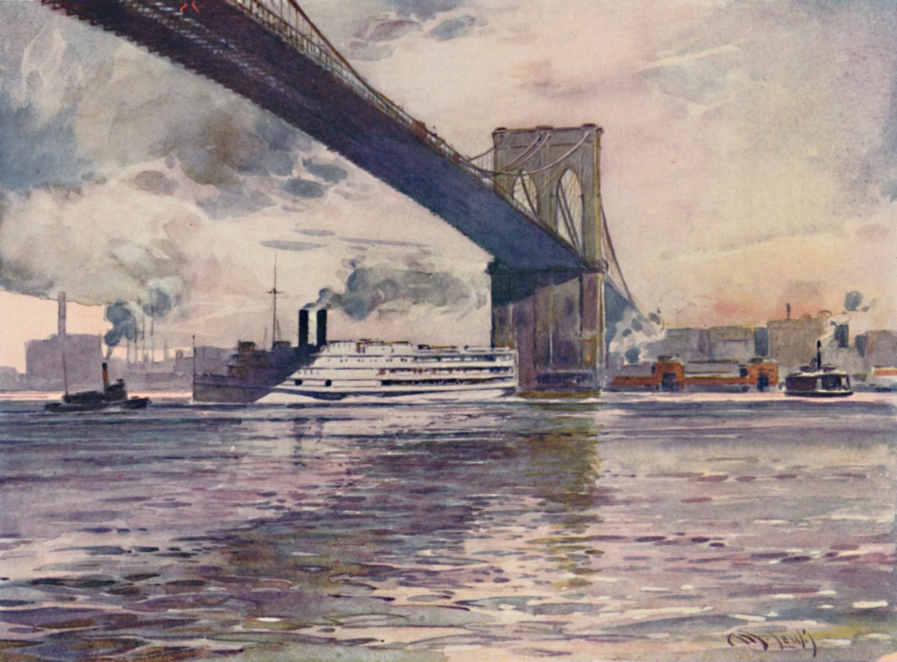 Brooklyn Bridge, New York, 1916 af Martin Lewis