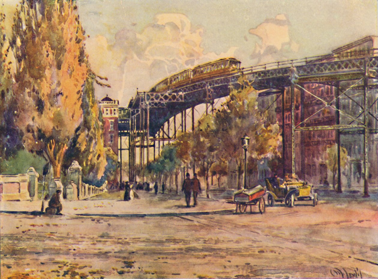 Elevated Railway, New York, 1916 af Martin Lewis