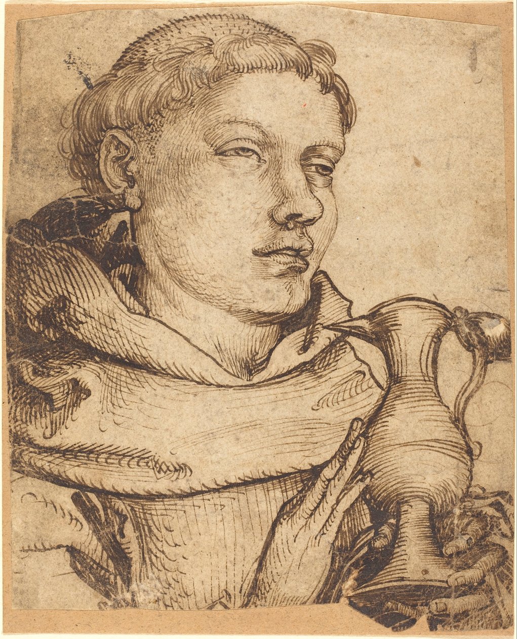 Buste af en munk, der assisterer ved nadveren af Martin Schongauer