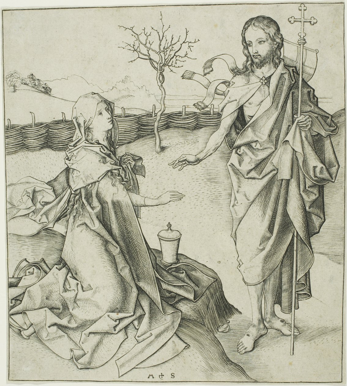 Kristus viser sig for Magdalen - Noli Me Tangere af Martin Schongauer