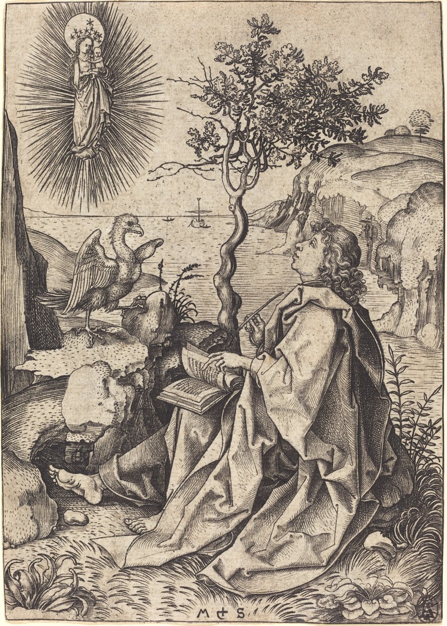 Sankt Johannes på Patmos af Martin Schongauer
