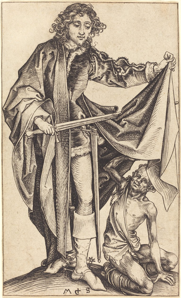Sankt Martin deler sin kappe af Martin Schongauer