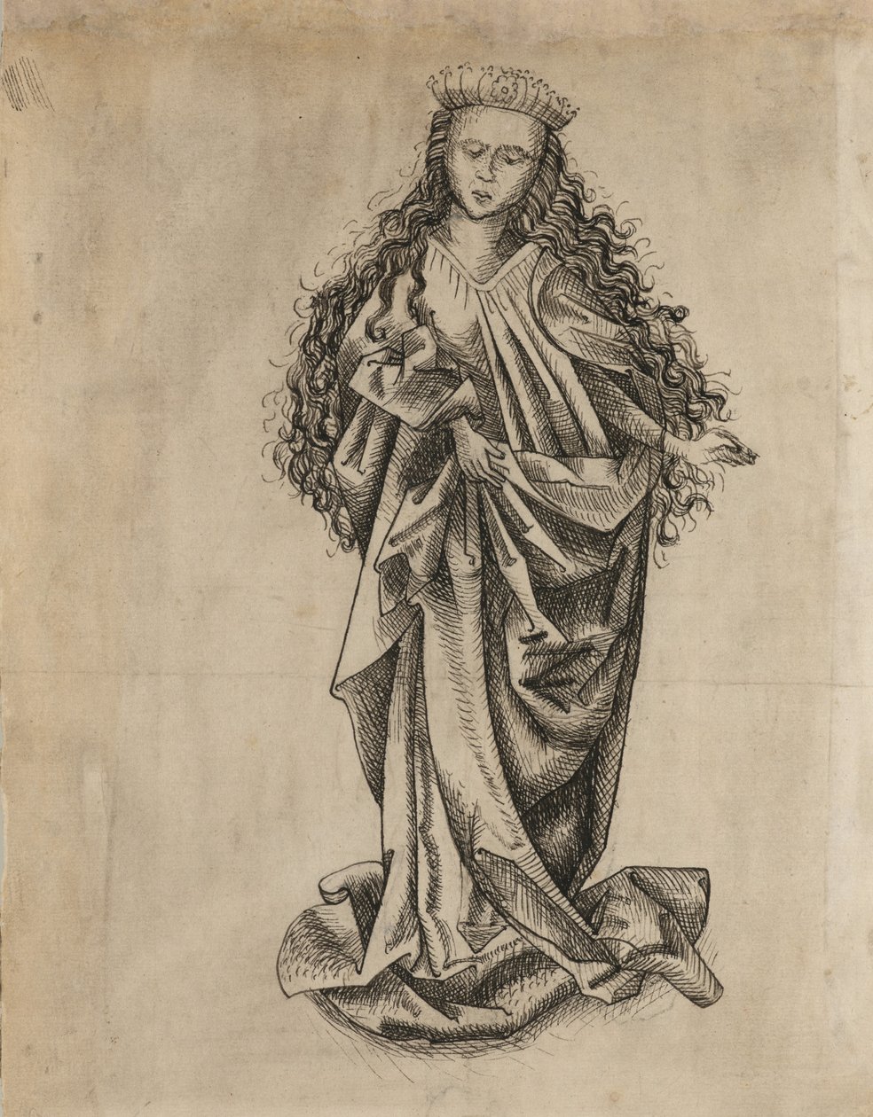 Stående kvindelig helgen af Martin Schongauer