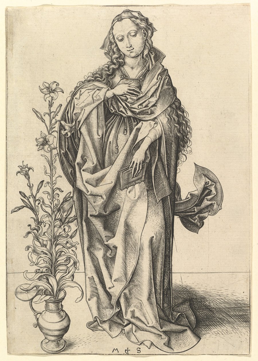 Bebudelsen: Jomfruen, ca. 1435-1491. af Martin Schongauer