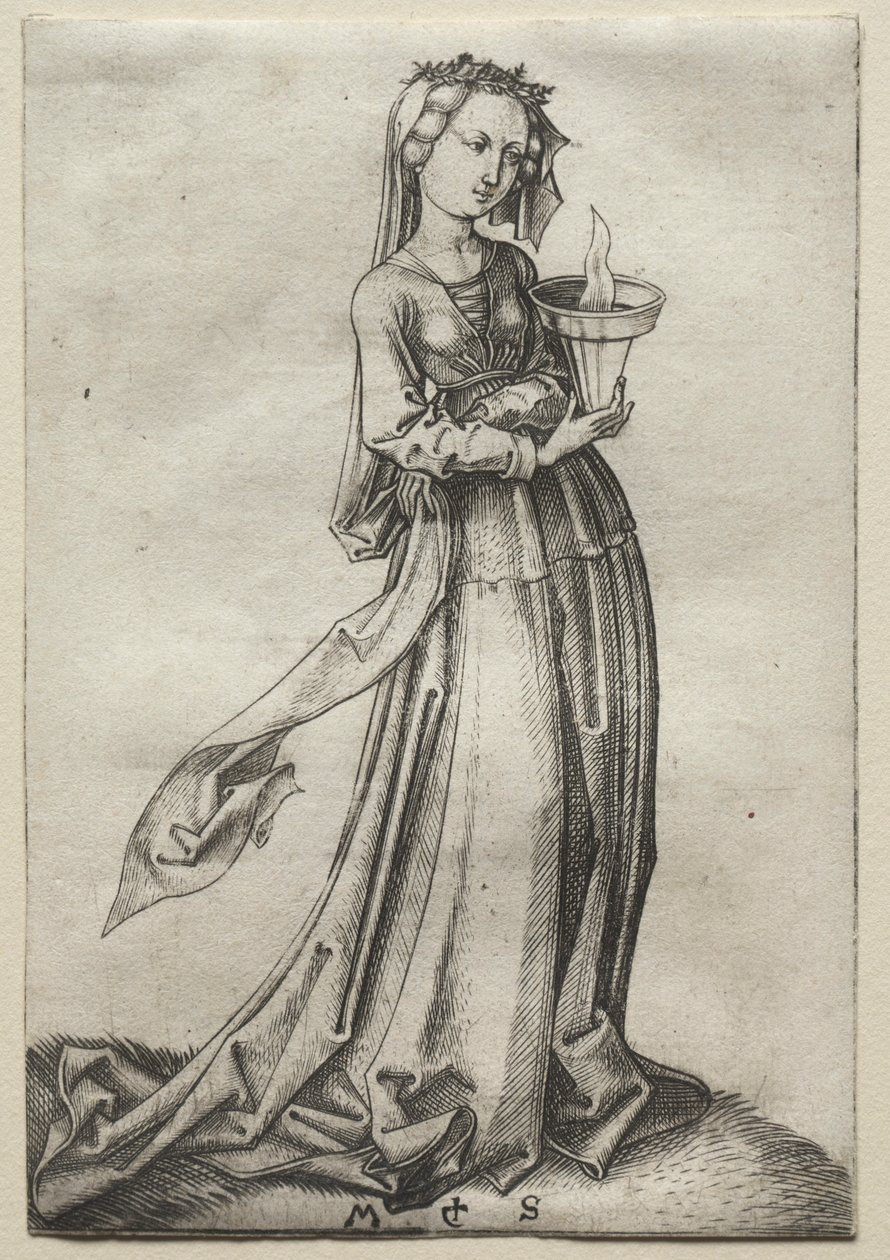 Den fjerde vise jomfru. af Martin Schongauer