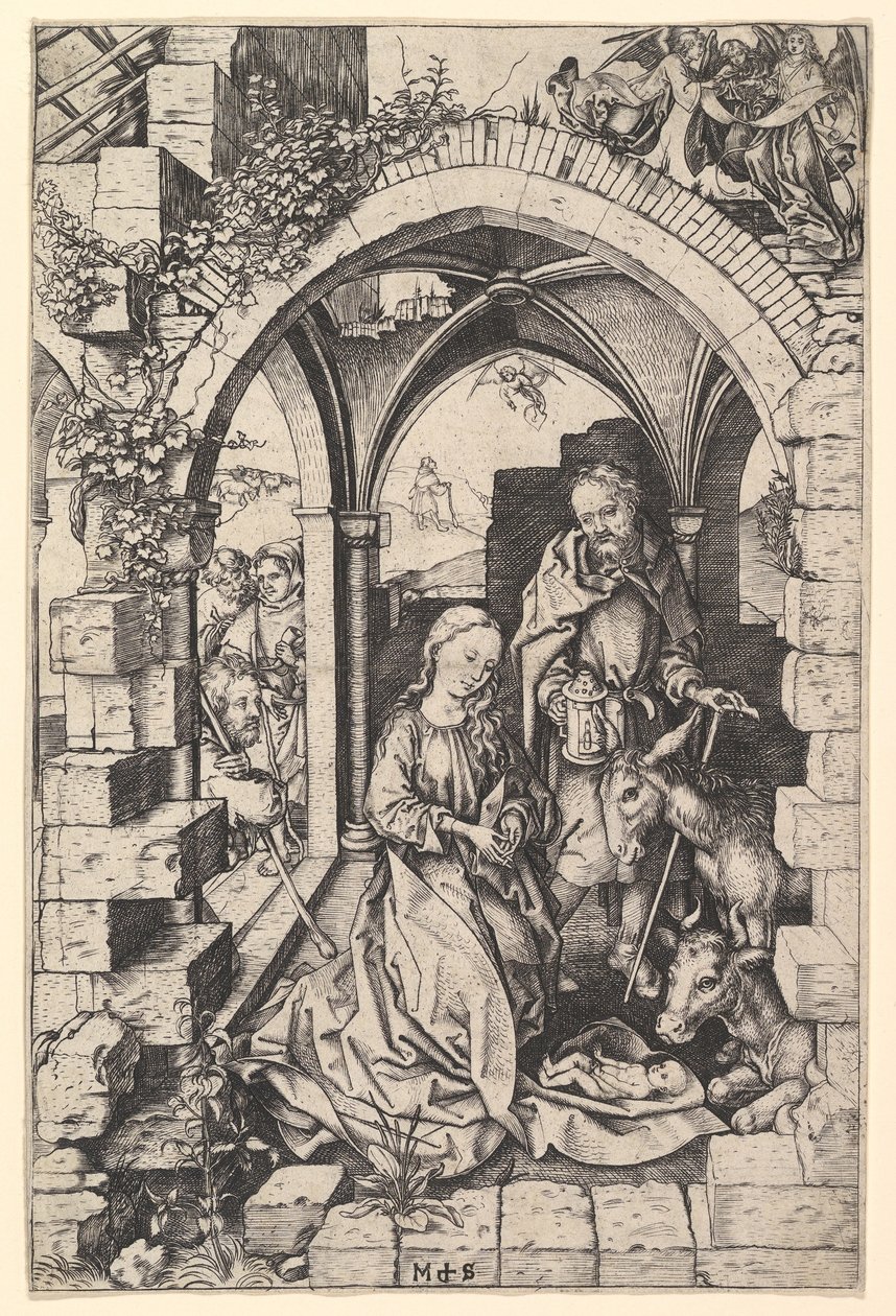 Fødselen, ca. 1435-1491. af Martin Schongauer