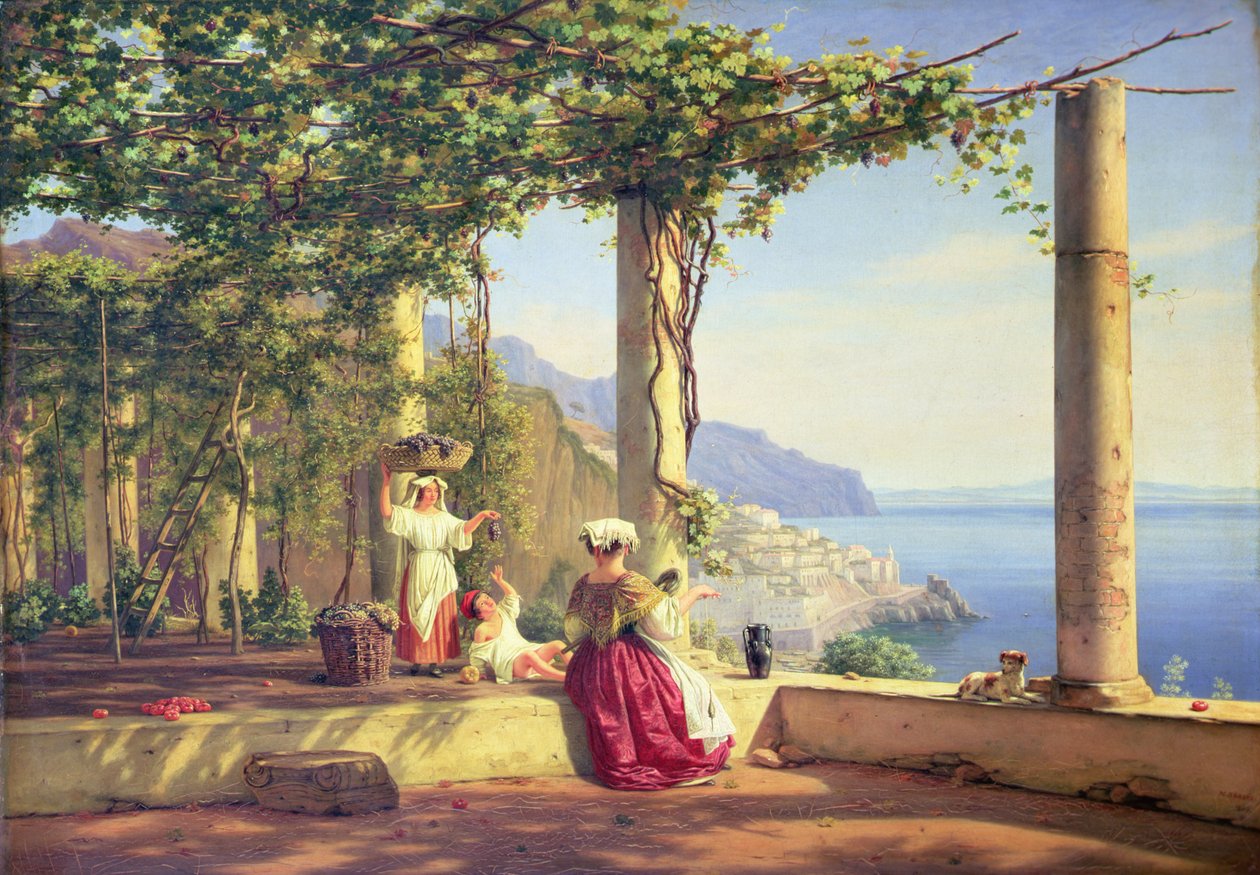 Pergola med udsigt over Amalfi af Martinus Rorbye
