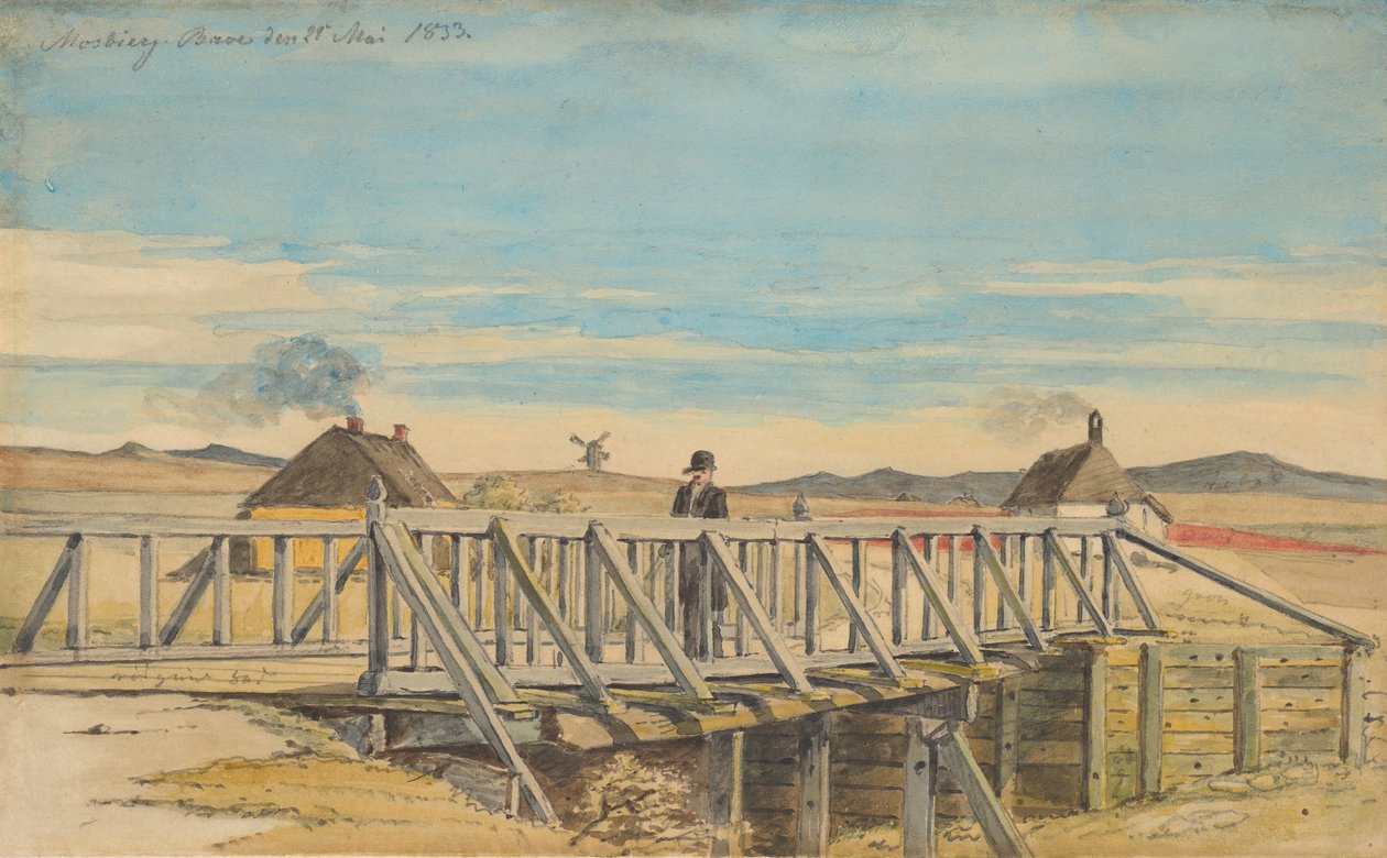 Landskab med bro ved Mosbjerg, 1833. af Martinus Rørbye