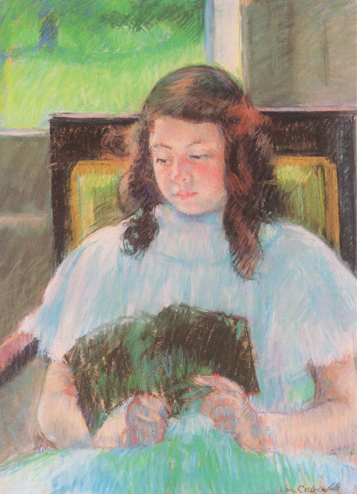 Ung pige læser af Mary Cassatt