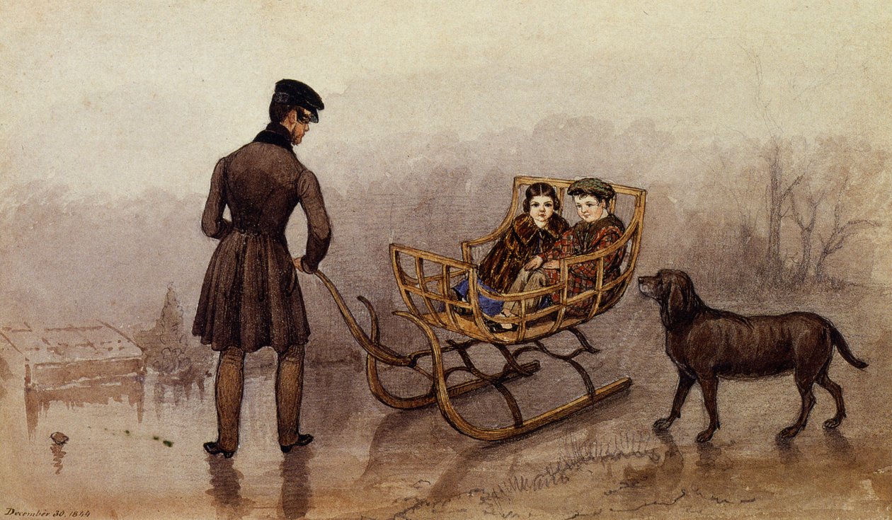 Anthony, Frank og Caroline slæder på isen af Mary Ellen Best