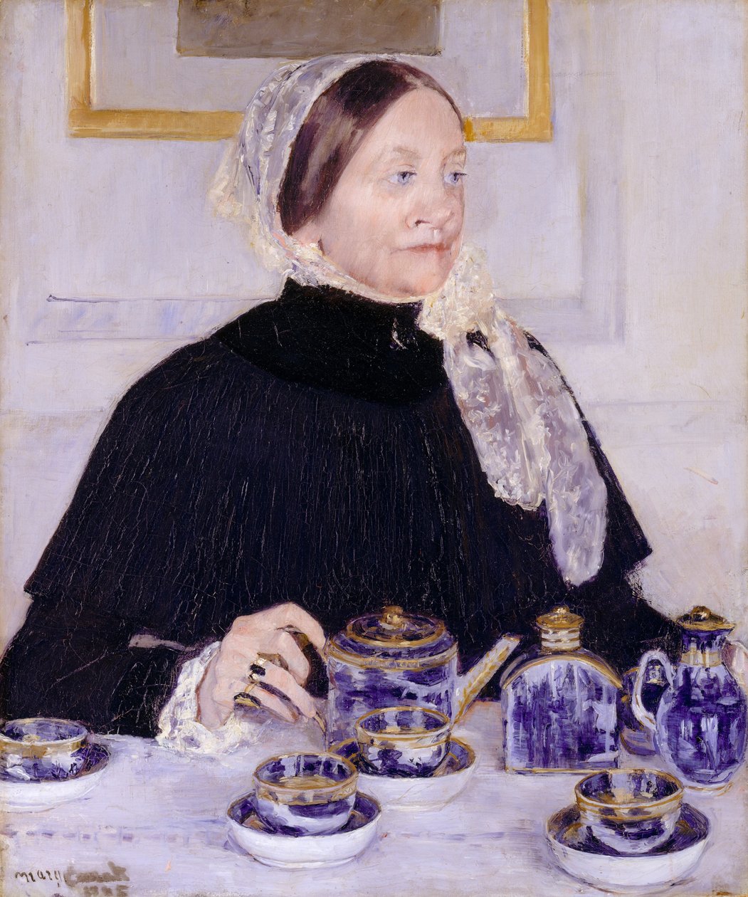 Dame ved tebordet, 1883-5 af Mary Cassatt