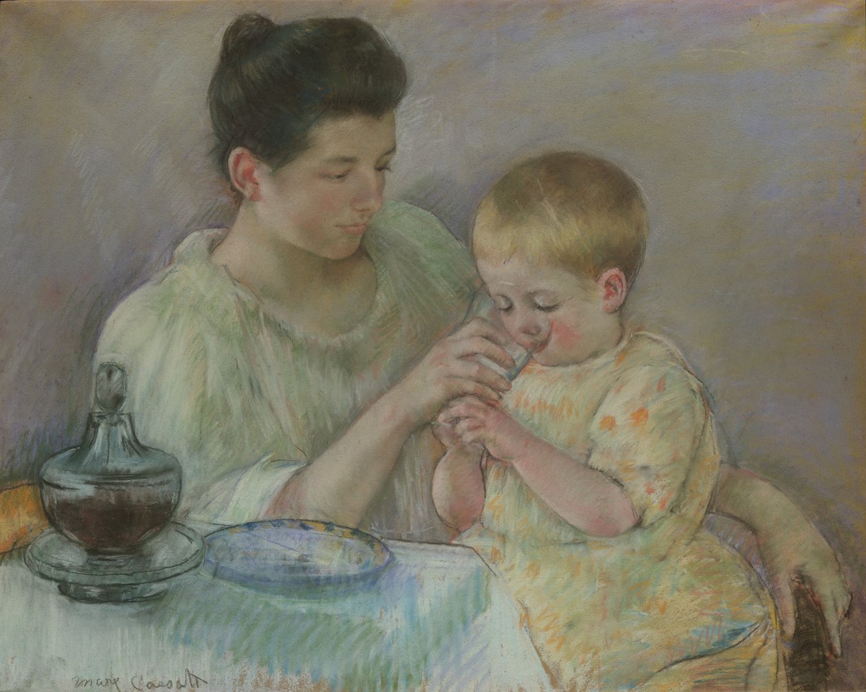 Moder fødende barn, 1898 af Mary Cassatt