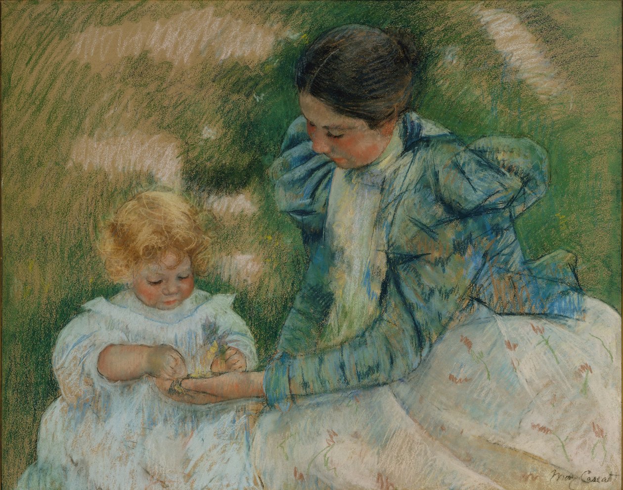 Mor leger med barn, ca. 1897 af Mary Cassatt