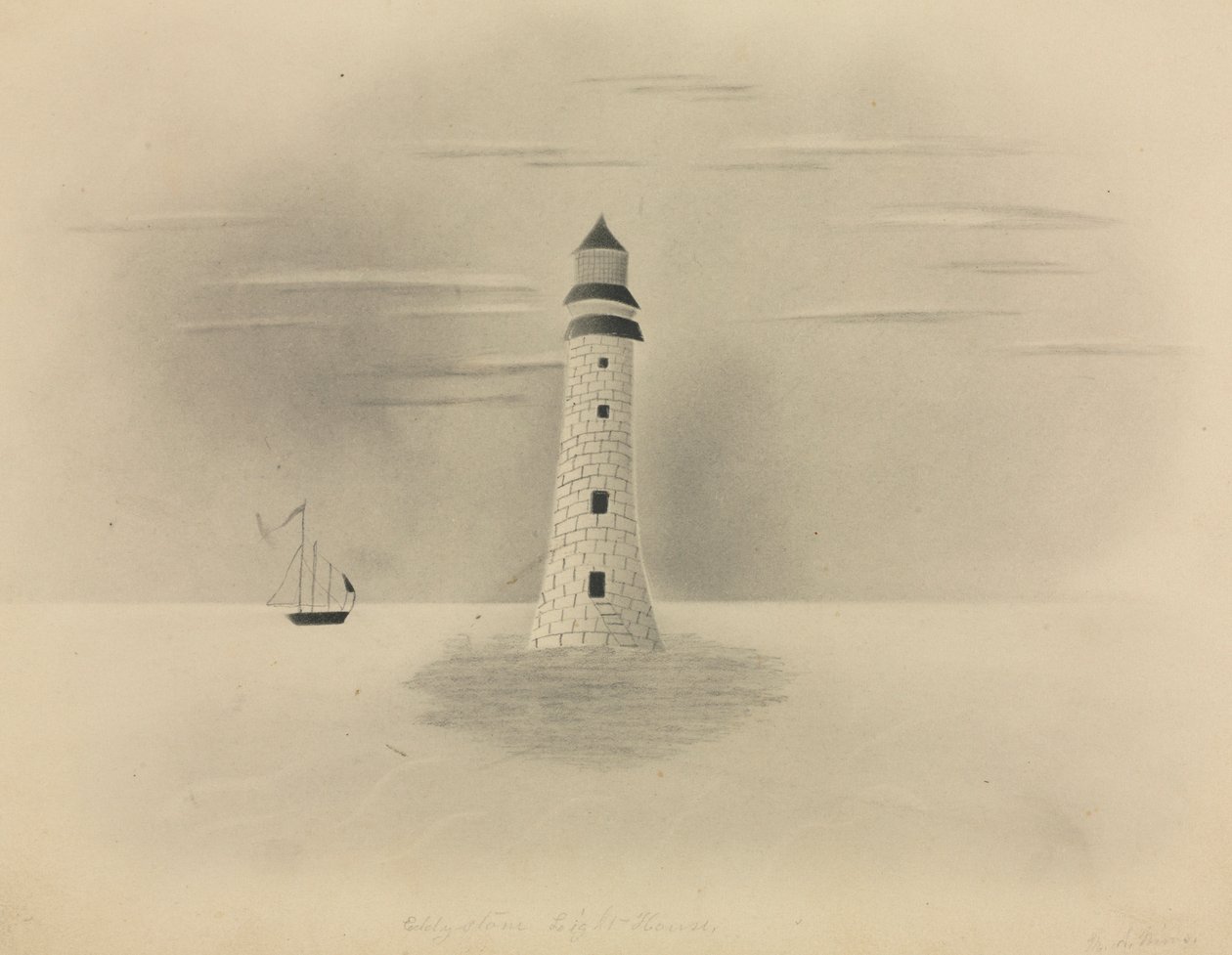Eddystone fyrtårn, 1840. af Mary Altha Nims