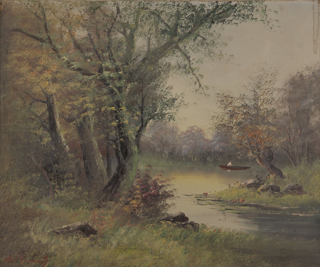 River Scene (olie på lærred) af Mary B Barnard
