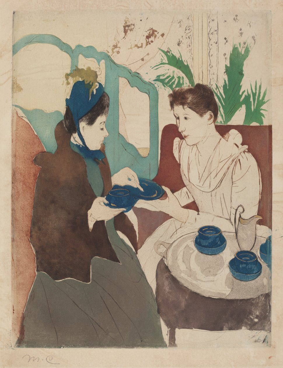Afternoon Tea Party, 1890-1891. af Mary Cassatt