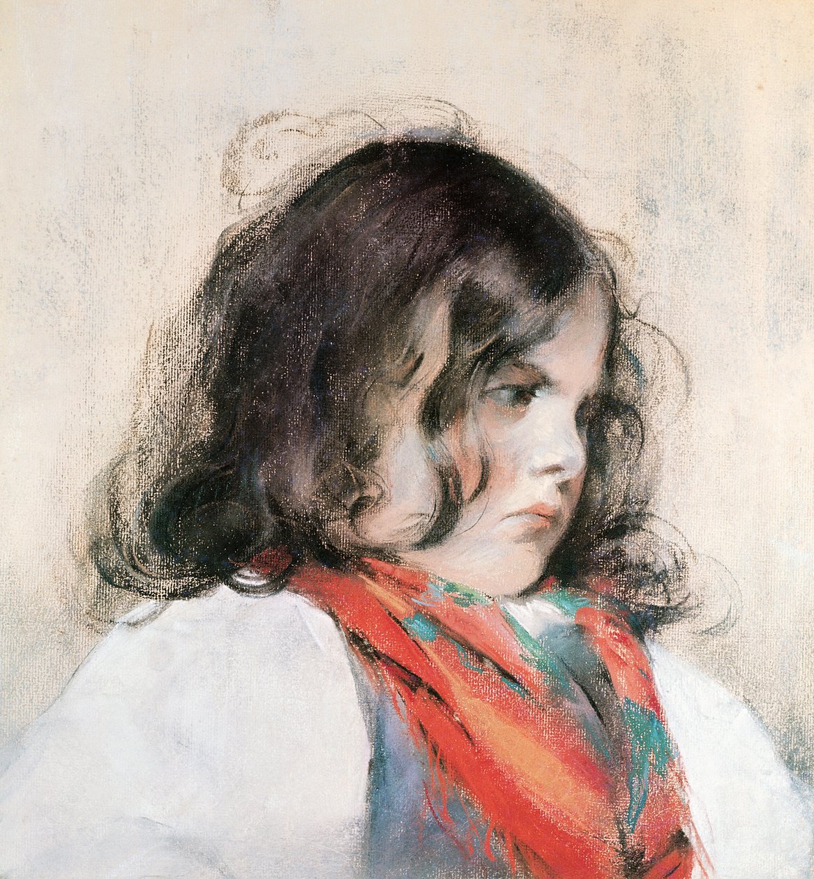 Hoved af et barn (pastel på papir) af Mary Cassatt