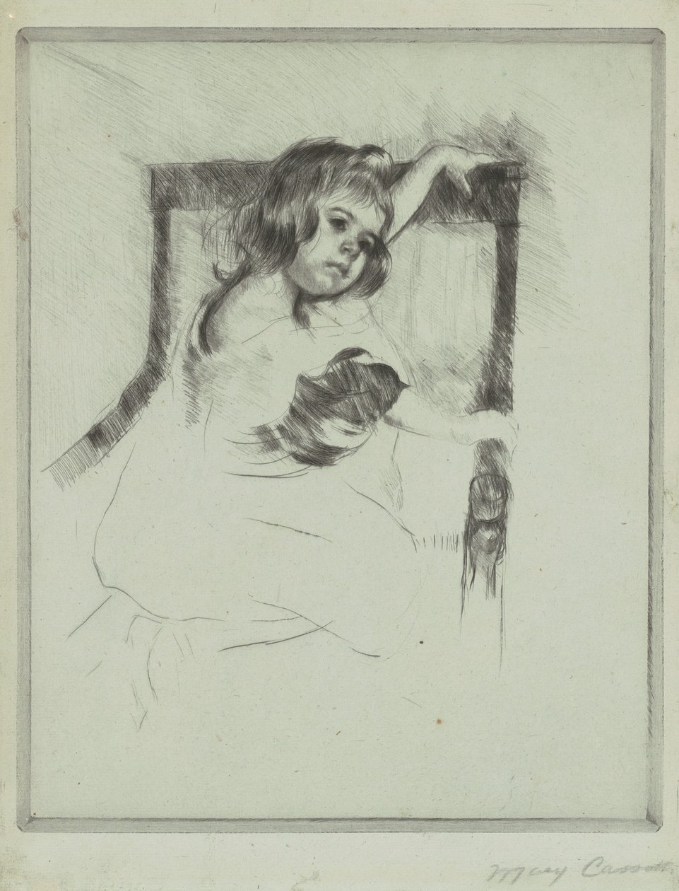 Knælende i en lænestol af Mary Cassatt