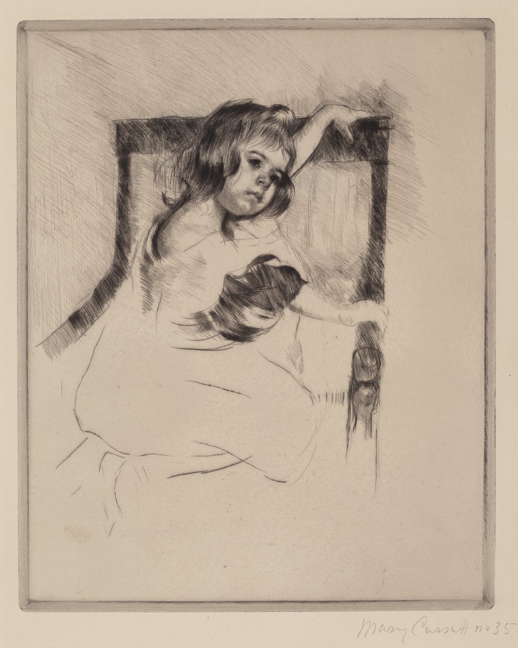 Knælende i en lænestol, ca. 1903. af Mary Cassatt
