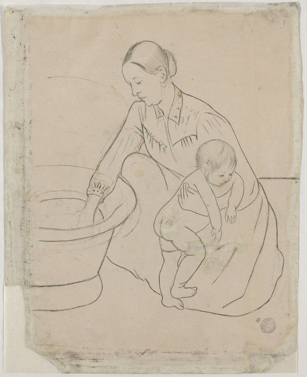 Badet [verso] af Mary Cassatt