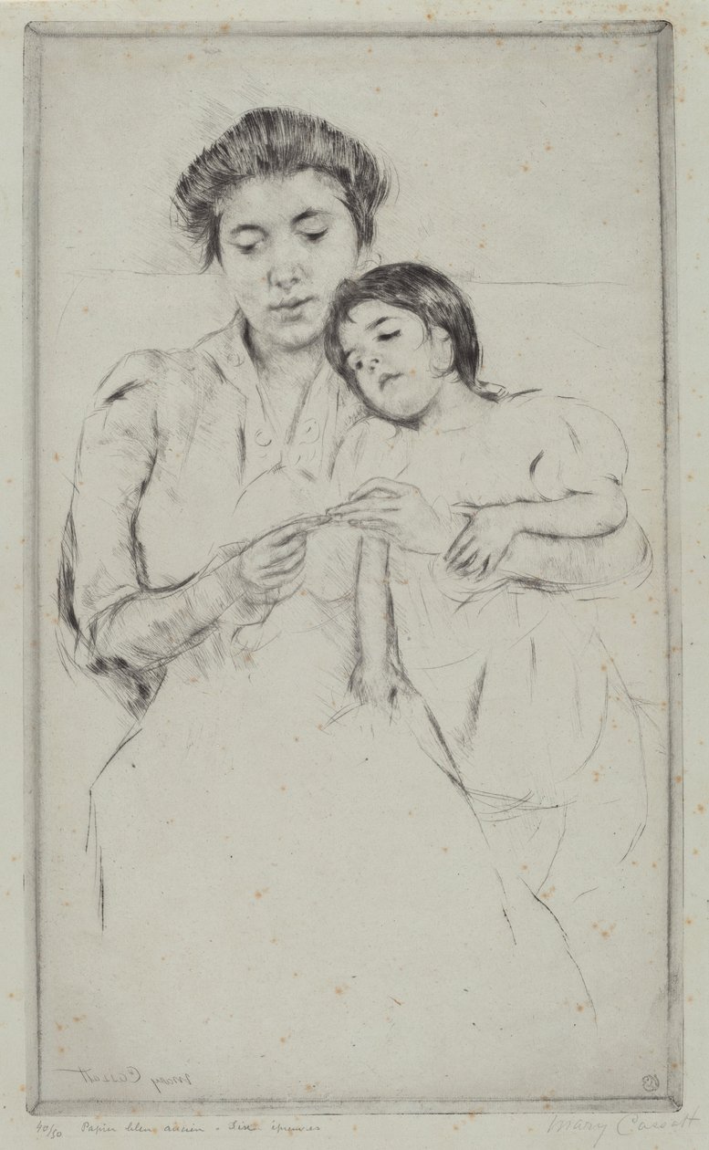 Hækletimen, ca. 1902. af Mary Cassatt