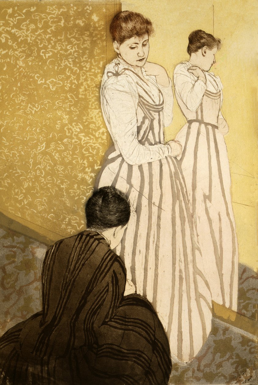 The Fitting, pub. 1891 af Mary Cassatt
