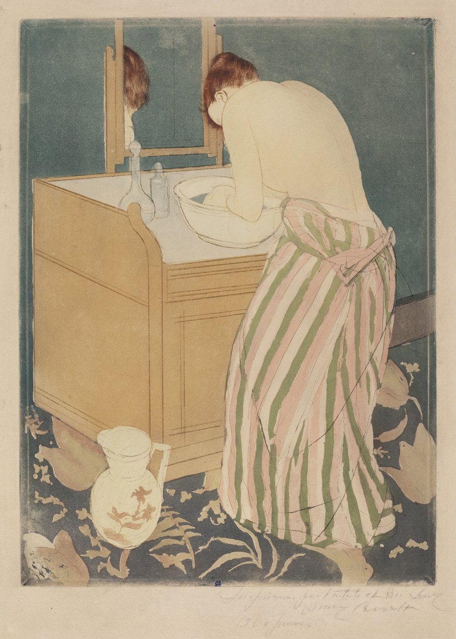 Kvinde bader, 1890-1891. af Mary Cassatt