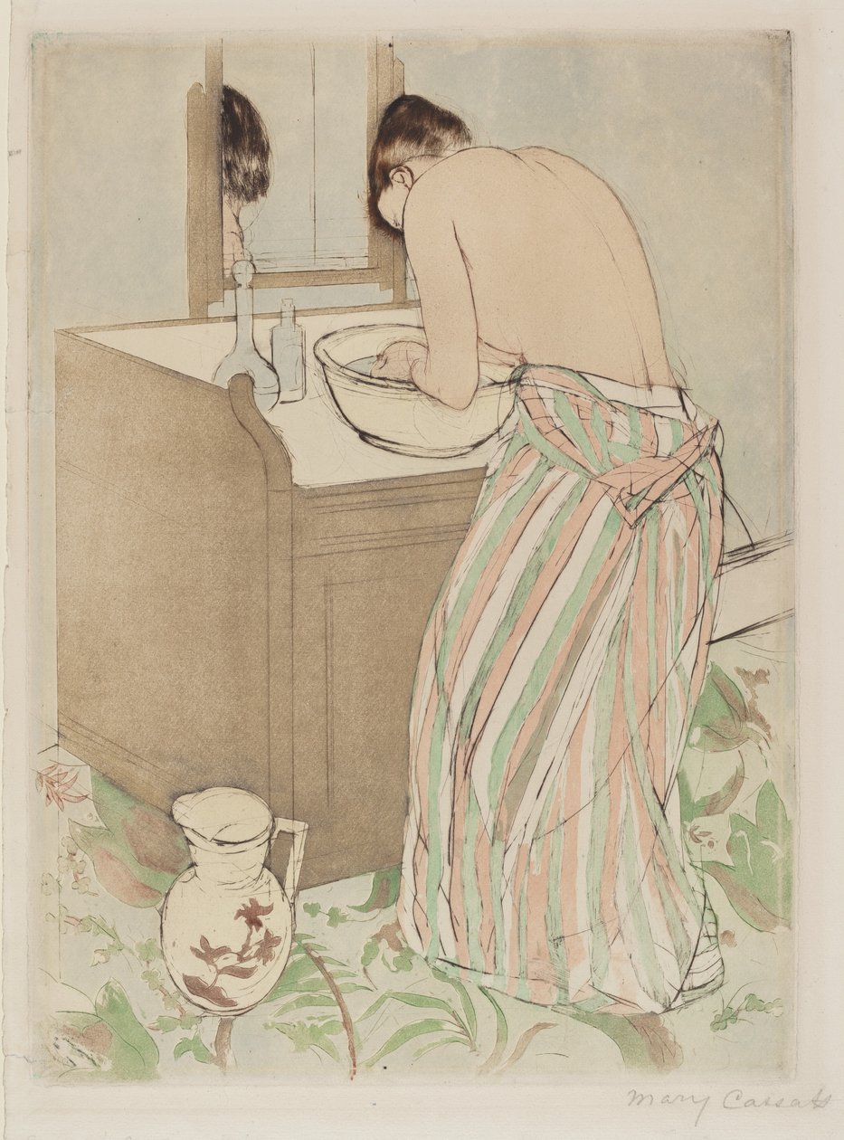 Kvinde bader, 1890-1891. af Mary Cassatt