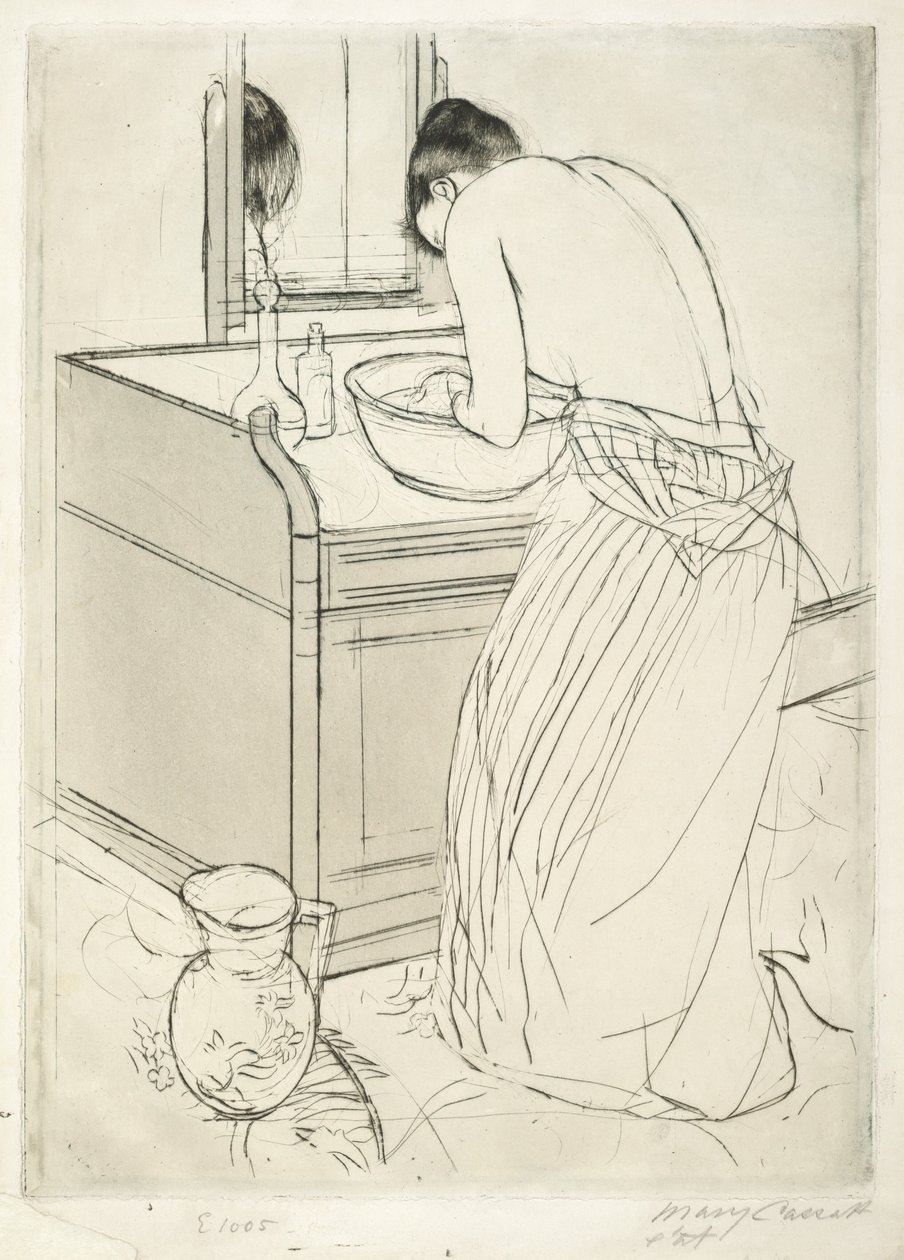 Kvinde bader, 1890-1891. af Mary Cassatt
