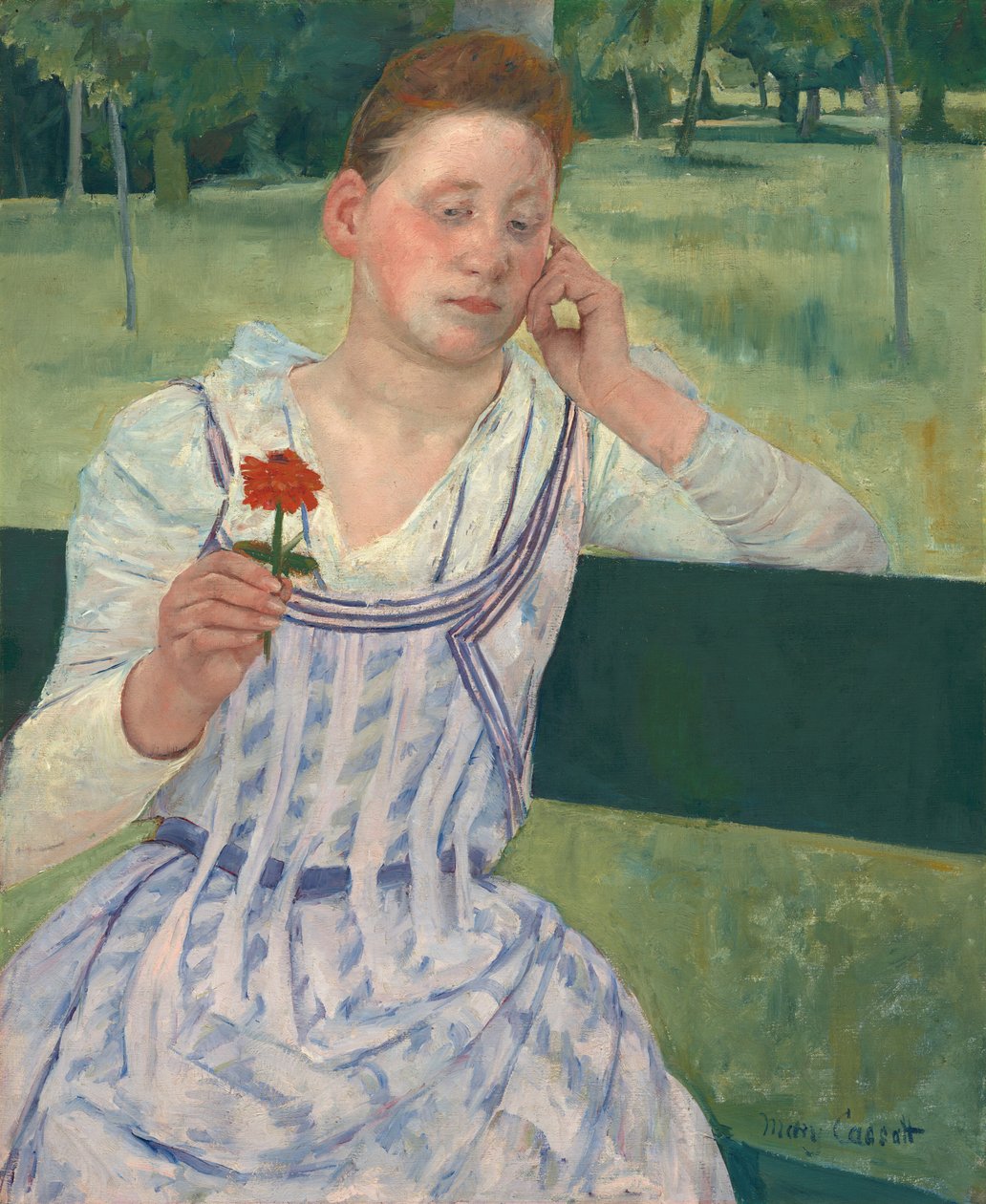 Kvinde med en rød Zinnia af Mary Cassatt