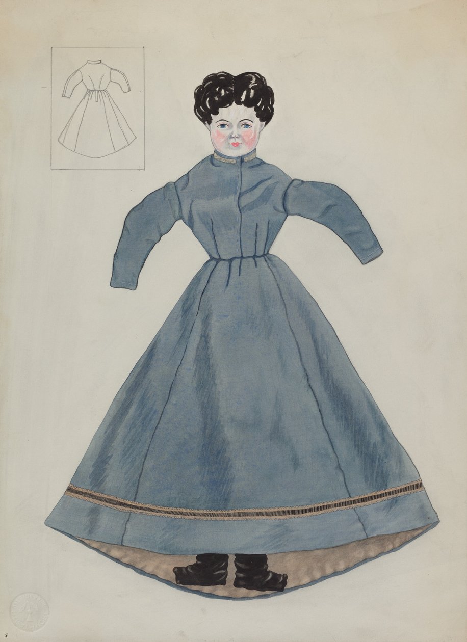 Dukke og kjole, ca. 1937. af Mary E Humes