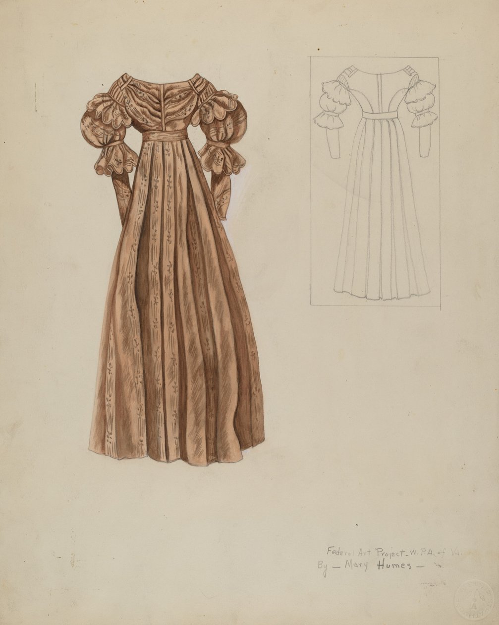 Kjole, c. 1937. af Mary E Humes