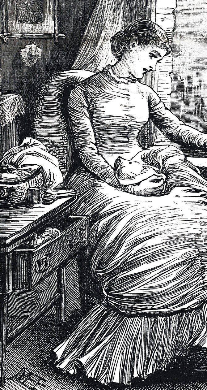Kvinde holder pause fra sin reparation af Mary Ellen Edwards
