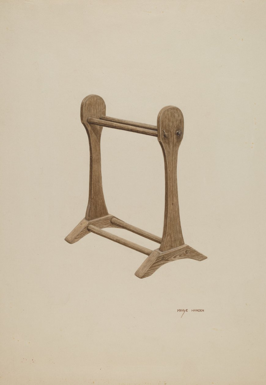 tørrestativ, ca. 1940. af Mary Hansen