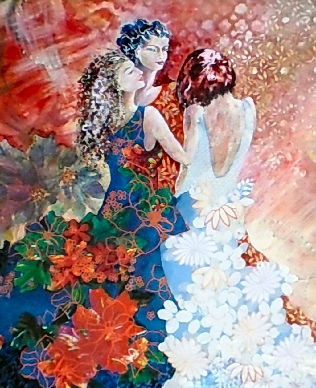 Damer i blomstrede kjoler af Mary Smith