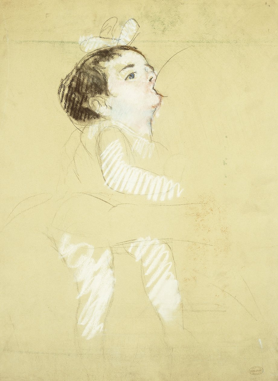 Ammende spædbarn; Barn ved brystet, ca. 1900 af Mary Cassatt