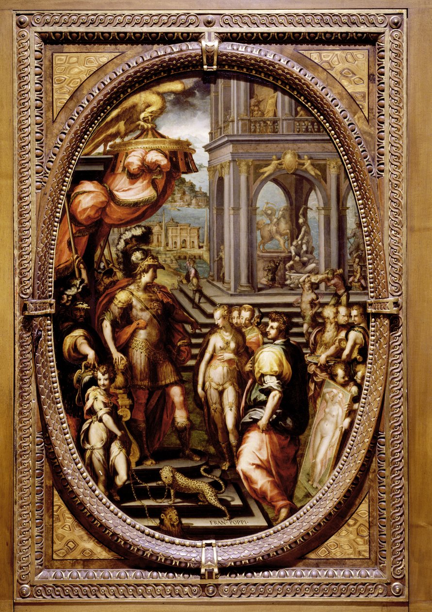 Alexander den Store giver Campaspe til Apelles, 1572 (olie på skifer) af Maso da San Friano