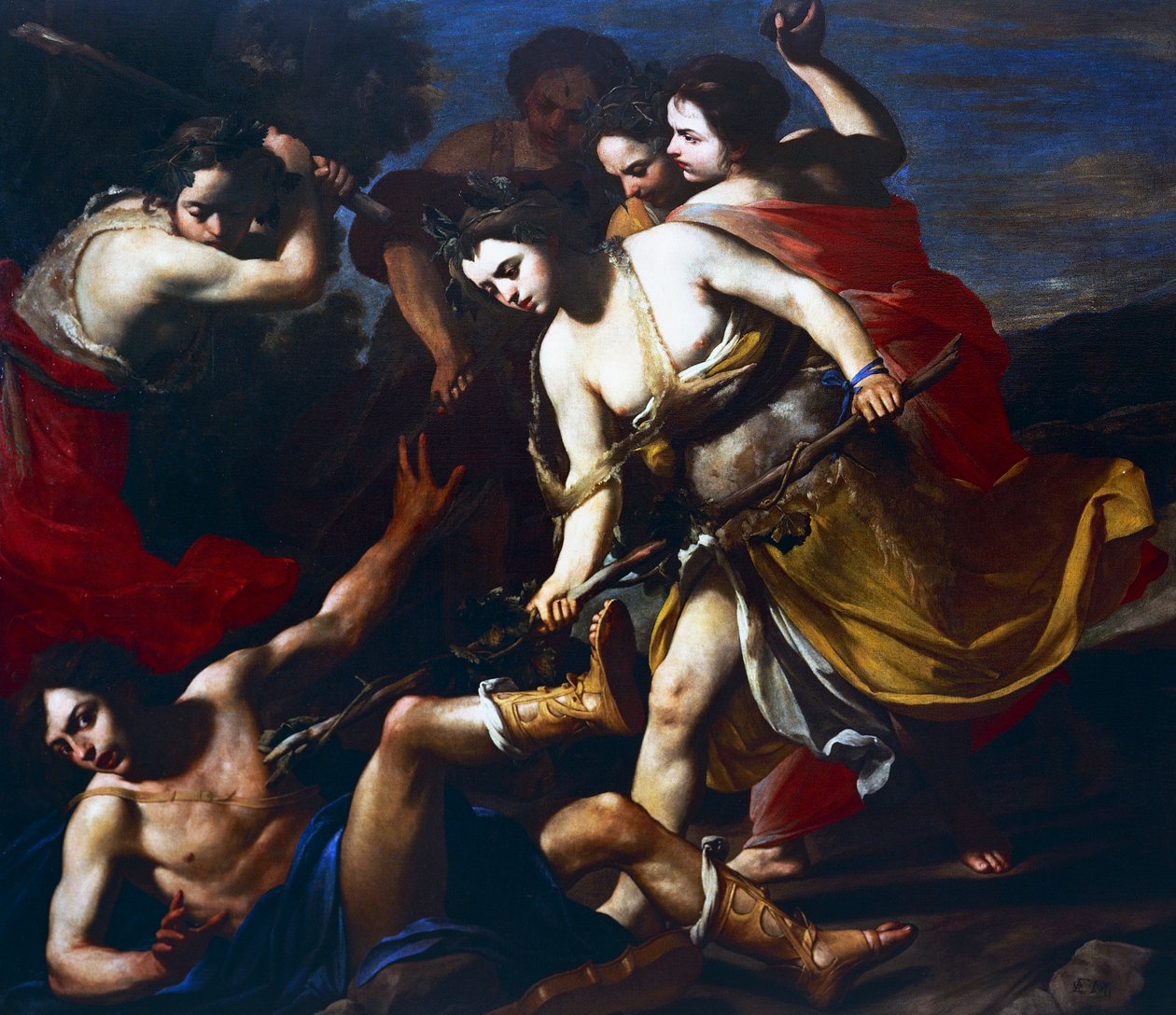 Orpheus slået af Bacchantes af Massimo Stanzione