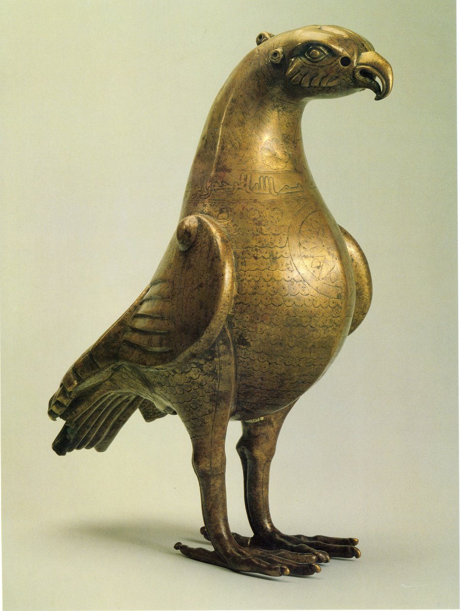 Aquamanile i form af en ørn, ca. 800 (bronze indlagt med sølv og kobber) af Master Suleiman