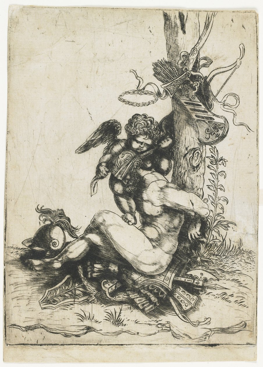 Mars bundet af Amor, ca. 1515-1520 (tørpunkt) af Master of 1515