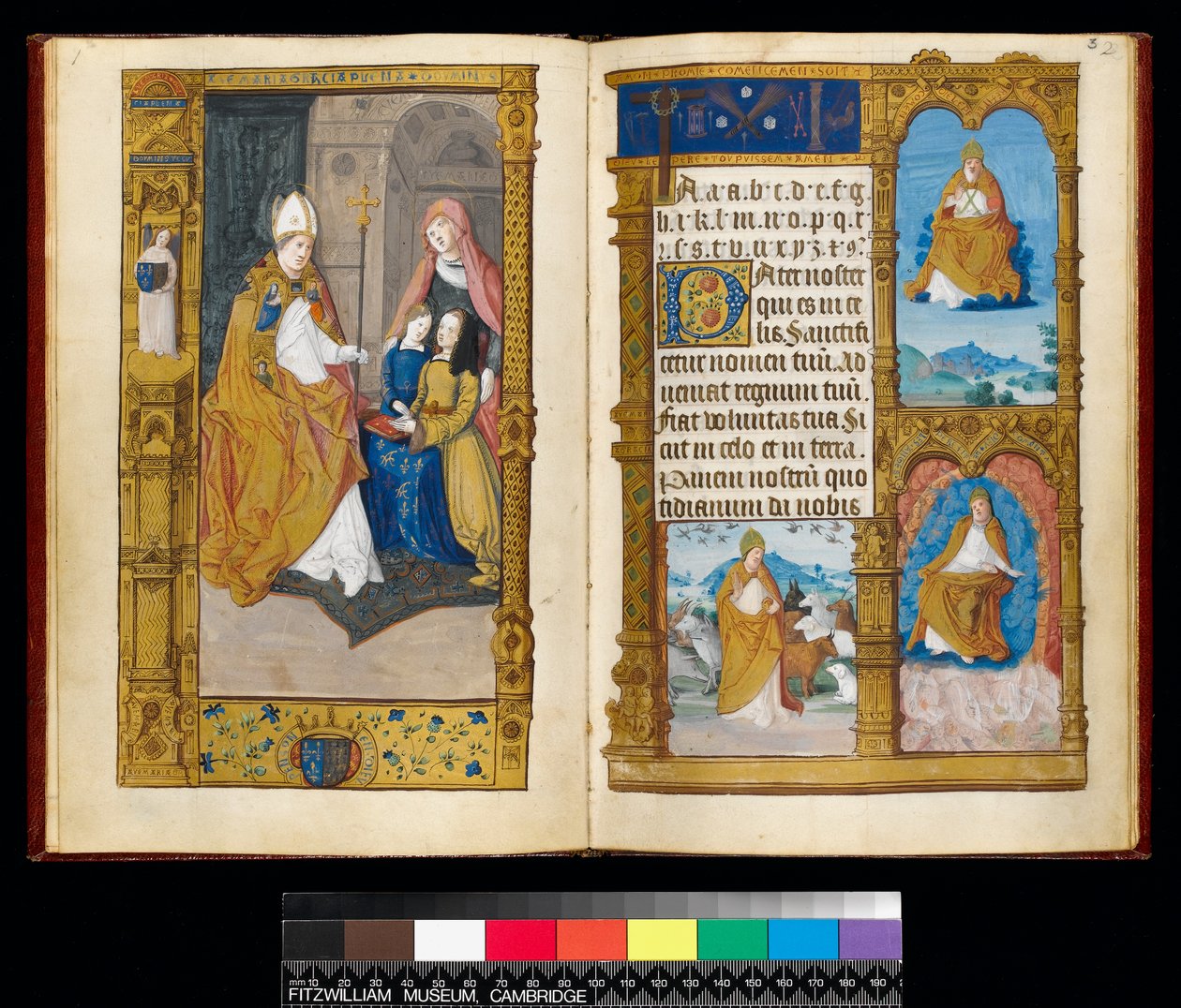 Ms 159, fol 2v og 3r Anne af Bretagne præsenteret for St Claude, fra 
