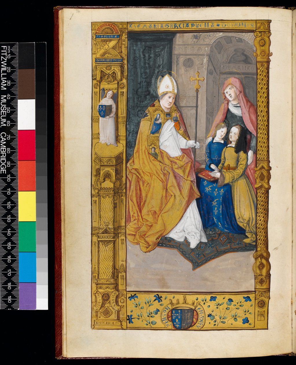 Ms 159, fol 2v Anne af Bretagne præsenteret for St Claude, fra 