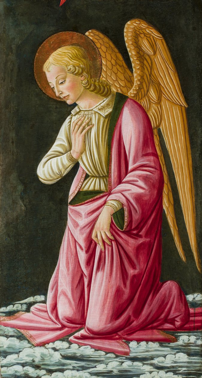 Knælende engel, ca. 1480 (olie) af Master of Johnson Nativity or Tabernacle