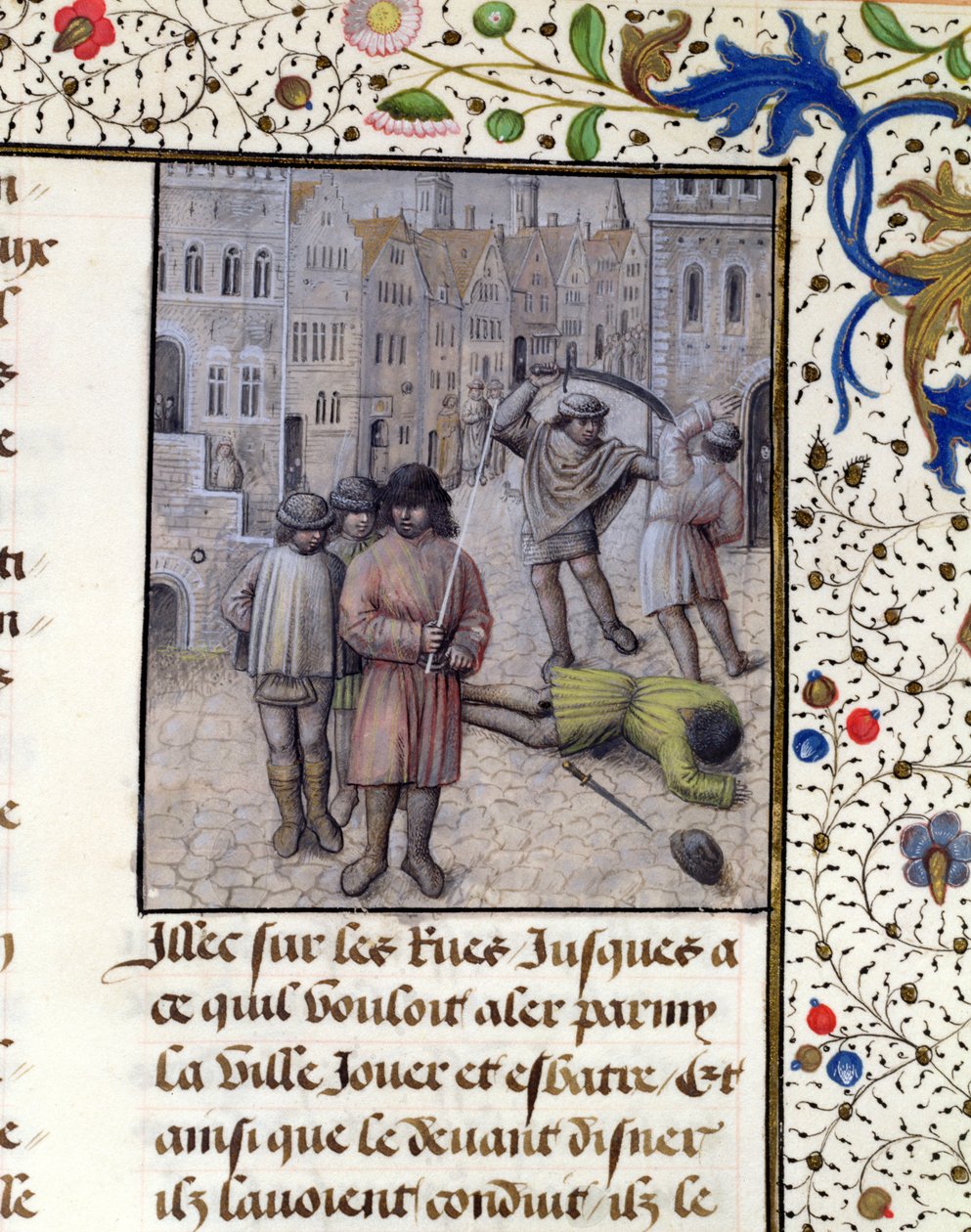 Ms 659 fol.221r Jacob van Artevelde leder et oprør i Gent mod greverne af Flandern i 1340, 1477 af Master of Mary of Burgundy